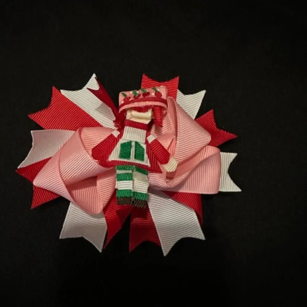 *****  Strawberry Shortcake 3 Bows in 1 Deluxe Bow  9711  Handmade NWT Boutique